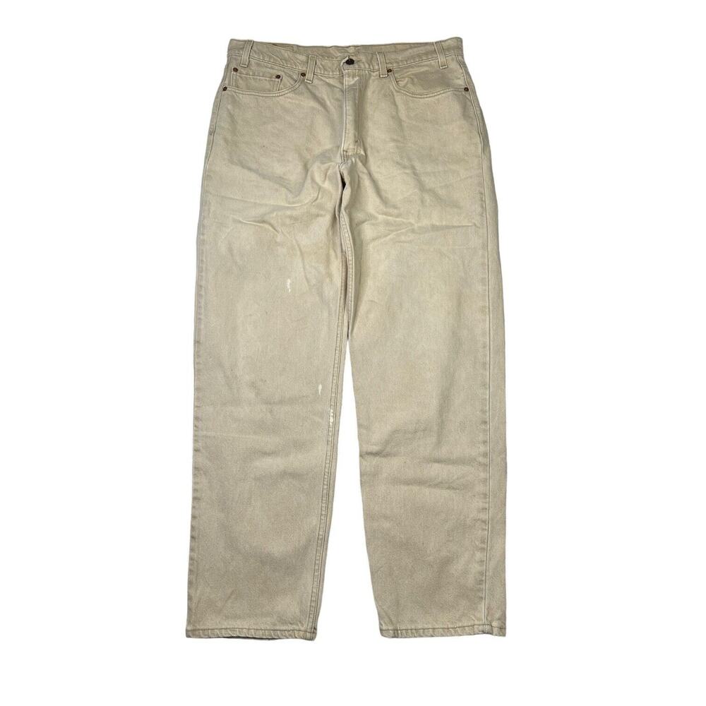 Levi’s Vintage 90s 550 Relaxed Fit Jeans FLAW USA Light Tan Mens 38x32